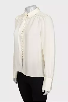Beige silk blouse with buttons