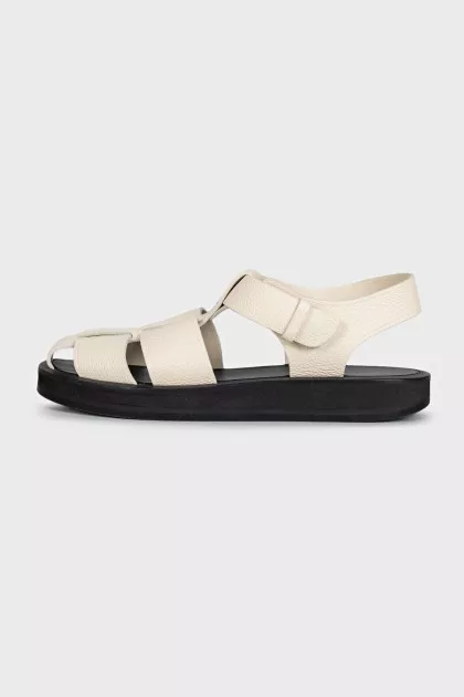 Beige leather sandals