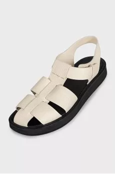 Beige leather sandals