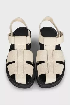 Beige leather sandals