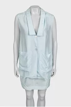 Silk blue sleeveless dress
