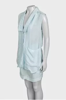 Silk blue sleeveless dress