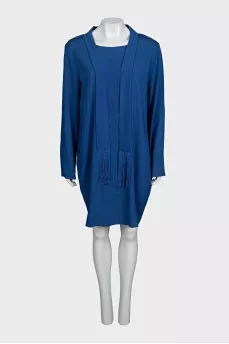 Blue tie-up dress with tag