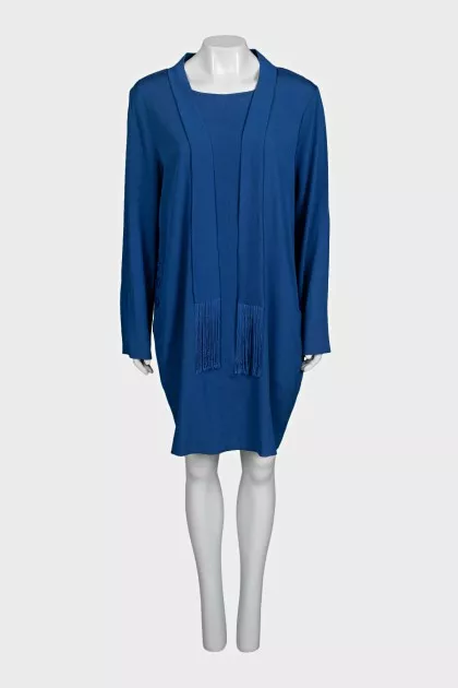Blue tie-up dress with tag