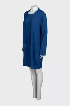 Blue tie-up dress with tag