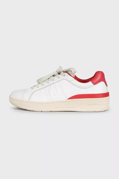 White leather sneakers with tag