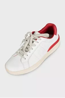 White leather sneakers with tag