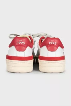 White leather sneakers with tag