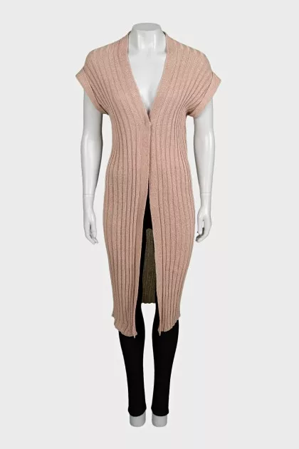 Long beige cardigan with a button