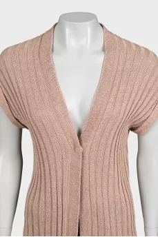 Long beige cardigan with a button