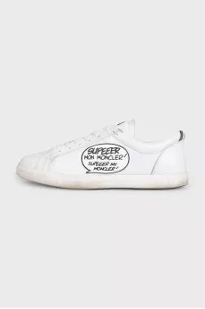 Men's leather sneakers with decor