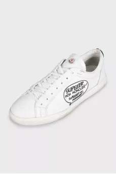 Men's leather sneakers with decor