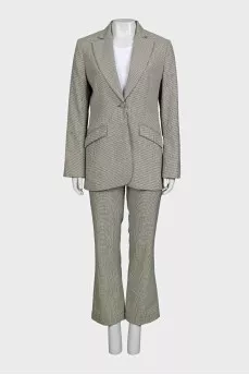 Black and white houndstooth print suit