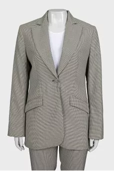 Black and white houndstooth print suit