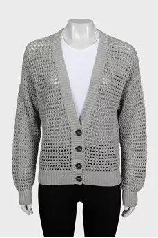 Gray cardigan decorated with sequins