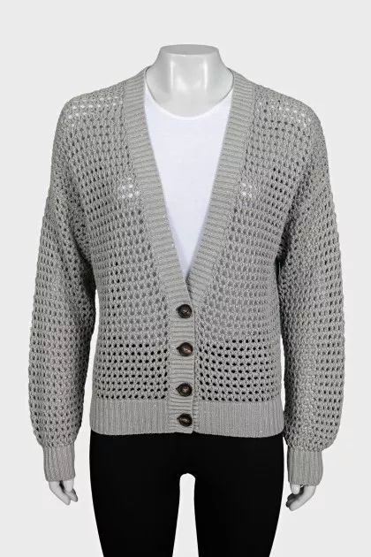 Gray cardigan decorated with sequins
