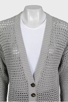 Gray cardigan decorated with sequins