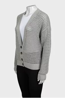 Gray cardigan decorated with sequins