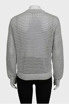 Gray cardigan decorated with sequins