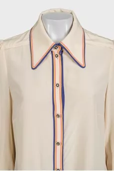 Silk blouse with contrast trim