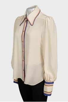 Silk blouse with contrast trim