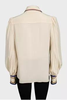 Silk blouse with contrast trim