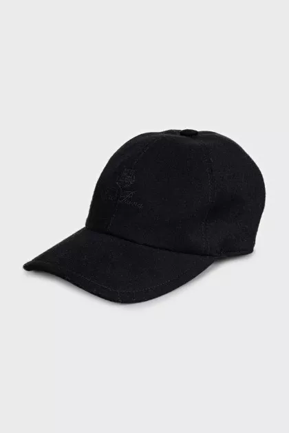 Мужская черная кепка из кашемира