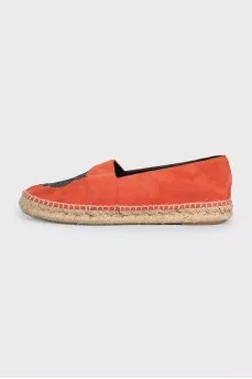 Orange espadrilles with logo