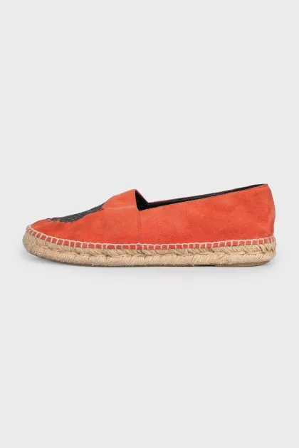 Orange espadrilles with logo