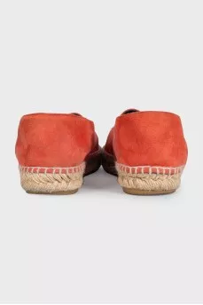 Orange espadrilles with logo