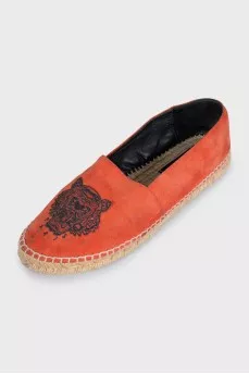 Orange espadrilles with logo