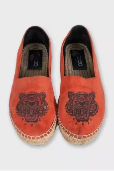 Orange espadrilles with logo