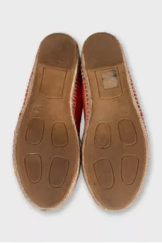 Orange espadrilles with logo