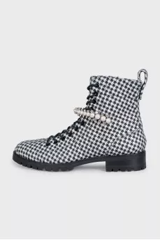 Cruz print textile boots