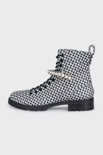 Cruz print textile boots