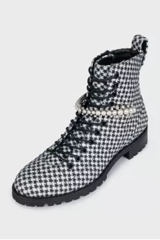 Cruz print textile boots