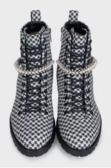 Cruz print textile boots