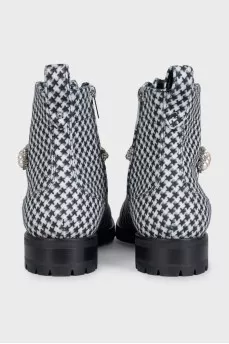 Cruz print textile boots