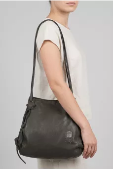 Brown leather hobo bag