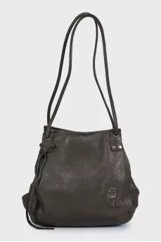 Brown leather hobo bag