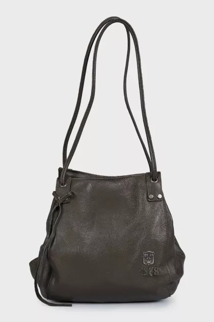Brown leather hobo bag
