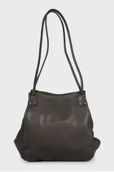 Brown leather hobo bag