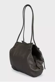 Brown leather hobo bag