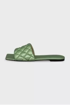 Green leather flip-flops