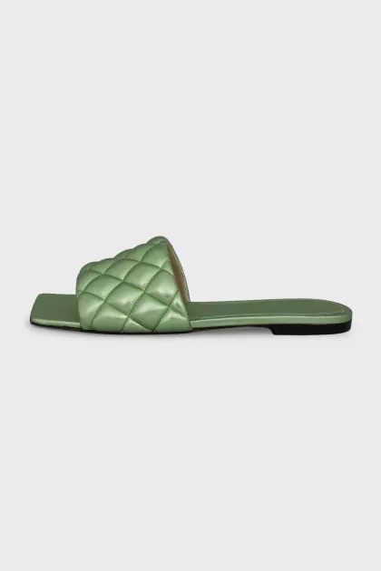 Green leather flip-flops