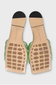 Green leather flip-flops