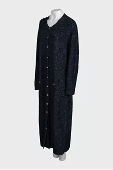 Long blue cardigan with buttons