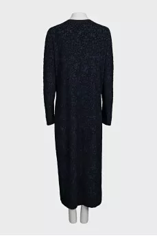 Long blue cardigan with buttons
