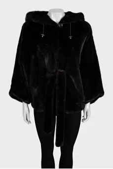 Black mink fur coat