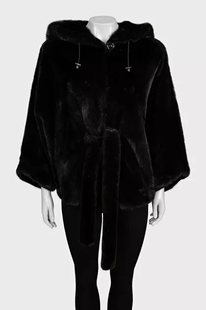 Black mink fur coat